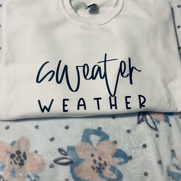 NWOT White Crewneck sweatshirt “Sweater Weather” various sizes available - Picture 7 of 8